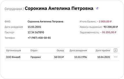 Контроль долгов и авансов